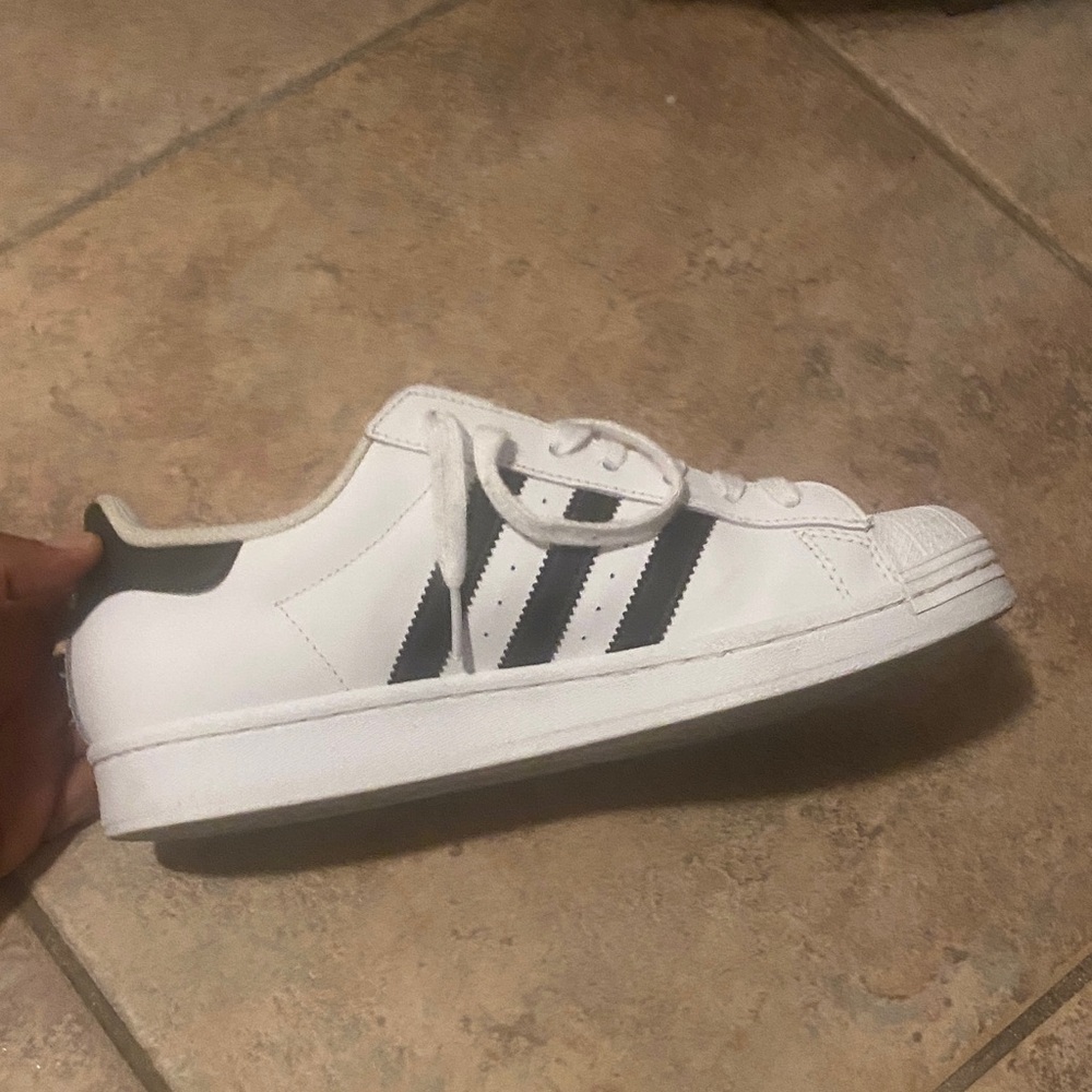 Adidas Kids White and Black Striped Sneakers